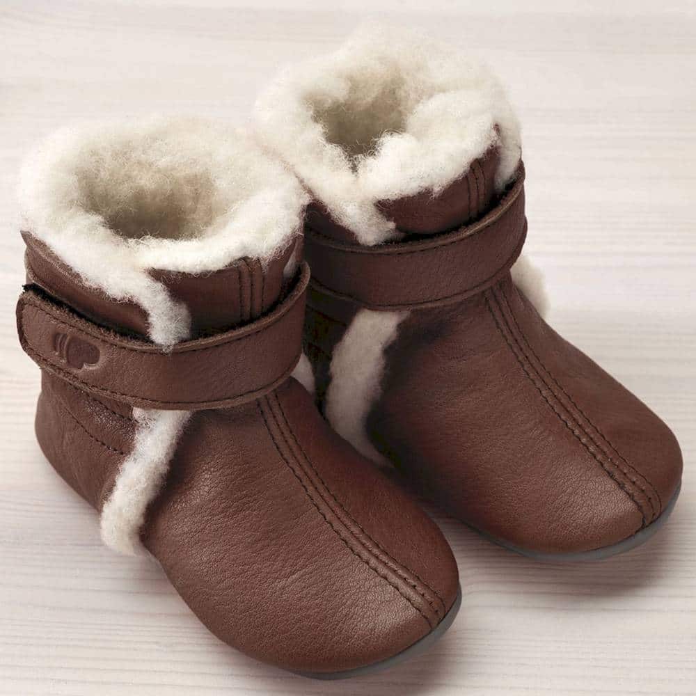 POLOLO Babybootie Wolle in dunkelbraun