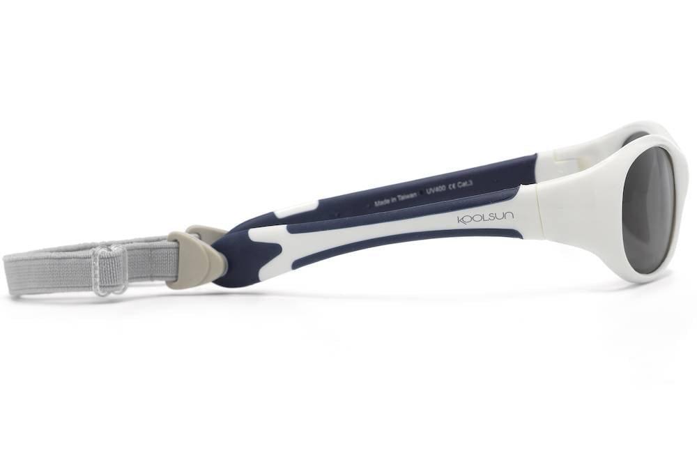 Koolsun-Flex-White-Navy-2 KOOLSUN Baby-Sonnenbrille in Weiss und Dunkelblau, mit abnehmbarem Halteband