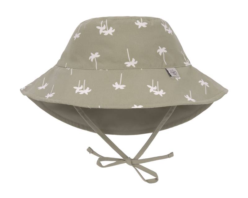 Lässig Bucket Hat "Palms Olive" in Oliv mit fröhlichen Palmen