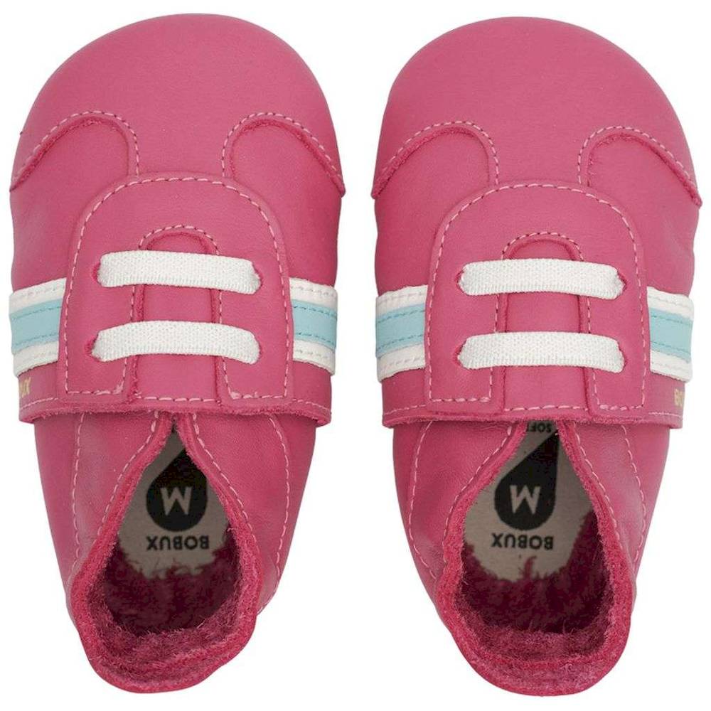 BOBUX Lederfinkli Sport Pink Baby-Turnschuh in Pink und Weiss