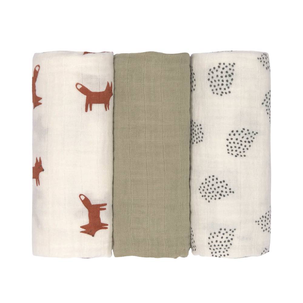 LÄSSIG Mulltücher "Little Forest Fuchs" im 3er Set