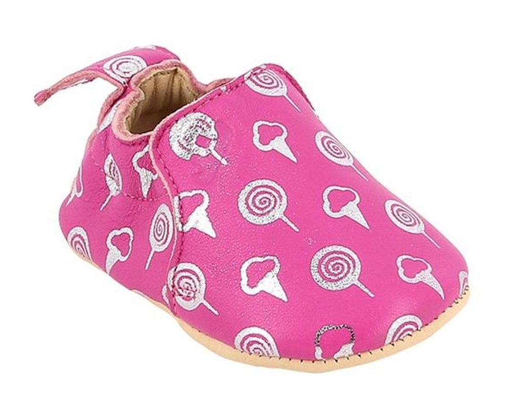 BLUMOO_SWEETY_3 Blumoo Lederfinken in fuchsiapink mit silbernen Süssigkeiten