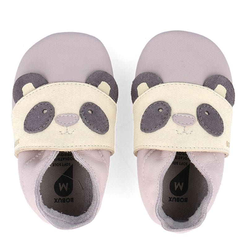 Bobux-Bamboo-Violett-PaarxByja6OX16OGc BOBUX Lederfinkli "Bam-Boo Violet" mit niedlichem Panda in Flieder