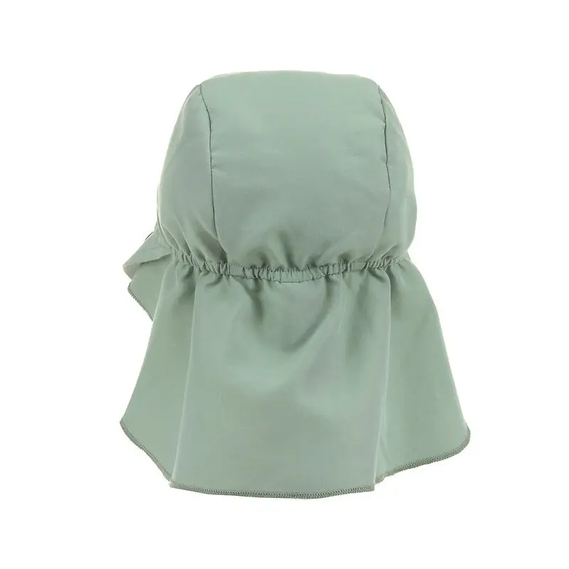 Rückseite des UV-Sonnenhutes "Green" von Lässig mit Gummizug und langem Nackenschoner