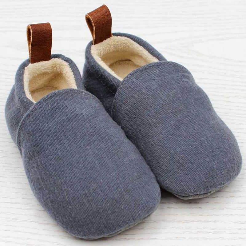 Pololo-Barfuss-Baumwolle-Grau-frontal POLOLO Barfuss-Hausschuhe "Uni Grau", vegan aus Bio-Baumwolle