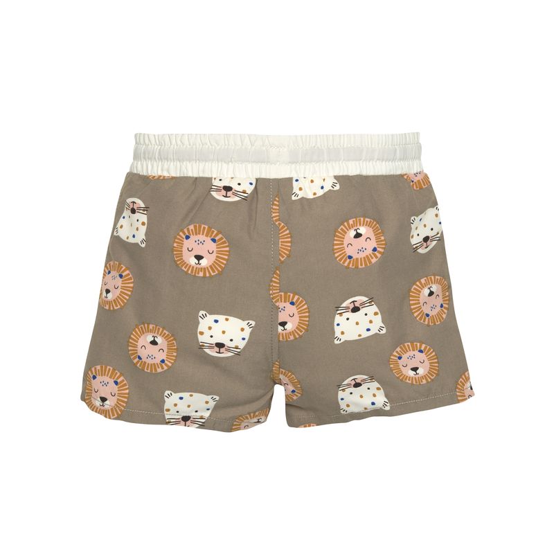 Rückseite der kurzen LÄSSIG Badehose "Wild Cats Choco""