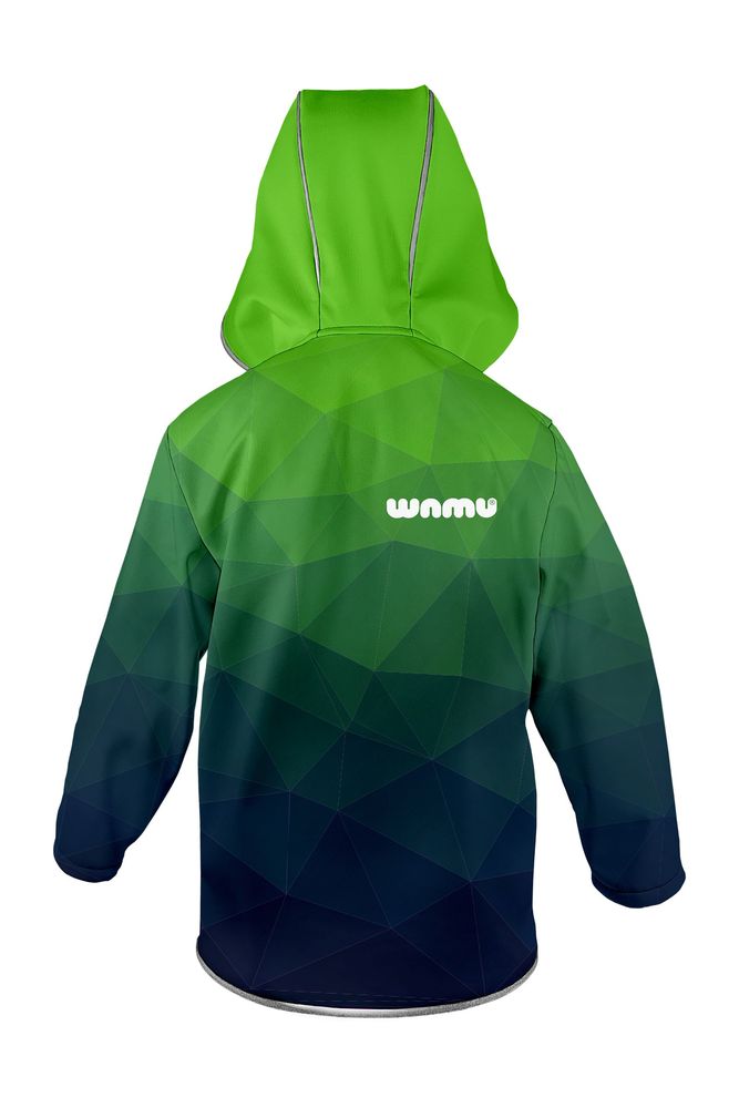 Rückseite der Softshell Jacke "Mosaic Green" von WAMU