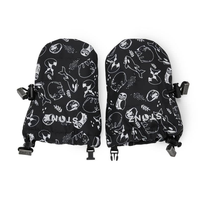 Baby-Mitts-Neo-Print-Aussenseite Stonz Baby Handschuhe "Neo Print" in schwarz mit weissen Stonz-Motiven