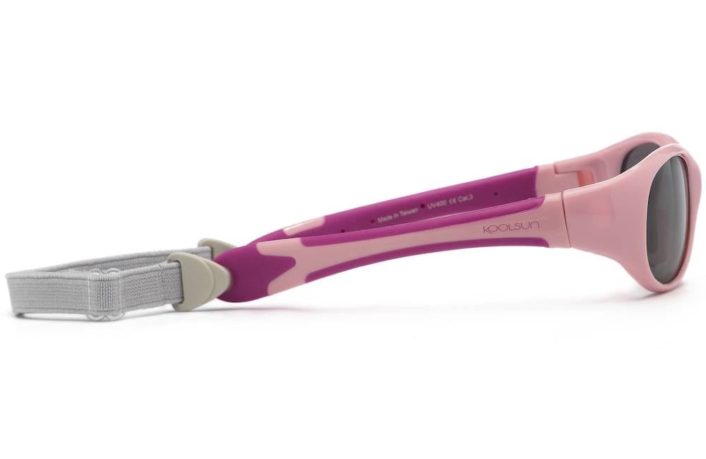 Koolsun-Flex-Pink-Orchid-2 KOOLSUN Baby-Sonnenbrille in Rosé und Orchidee, mit abnehmbarem Halteband