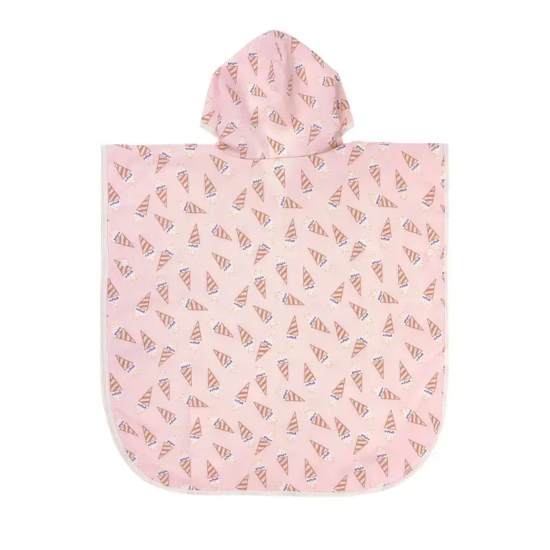 Rückseite des Lässig UV Beach Poncho Ice Cream in rosa mit Glace Cornets. für Kinder bis 3 Jahre.