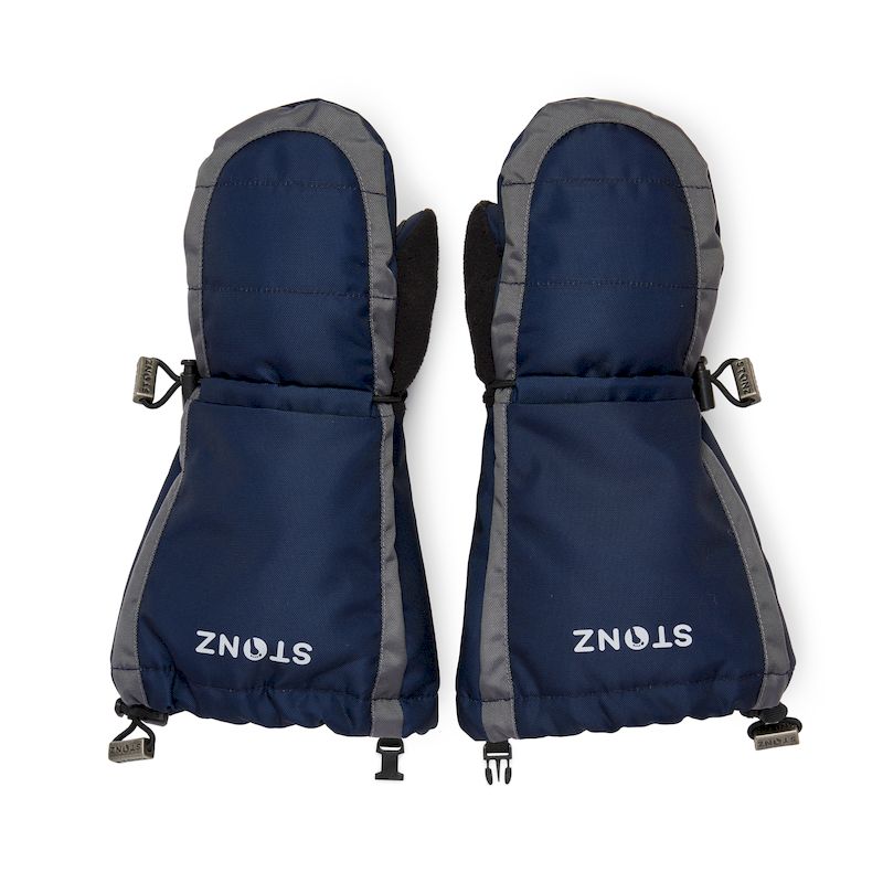 Kinderhandschuhe in dunkelblau mit grauer Umrandung von der Aussenseite