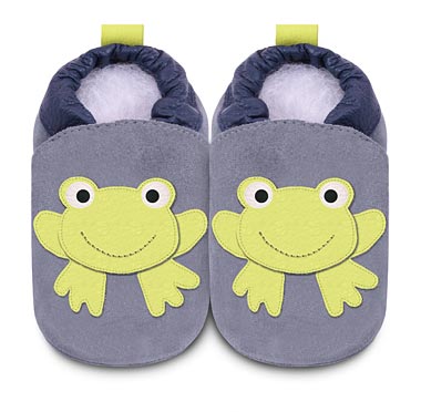 Shooshoos Lederfinken mit grünem Frosch "Blinking Frog"