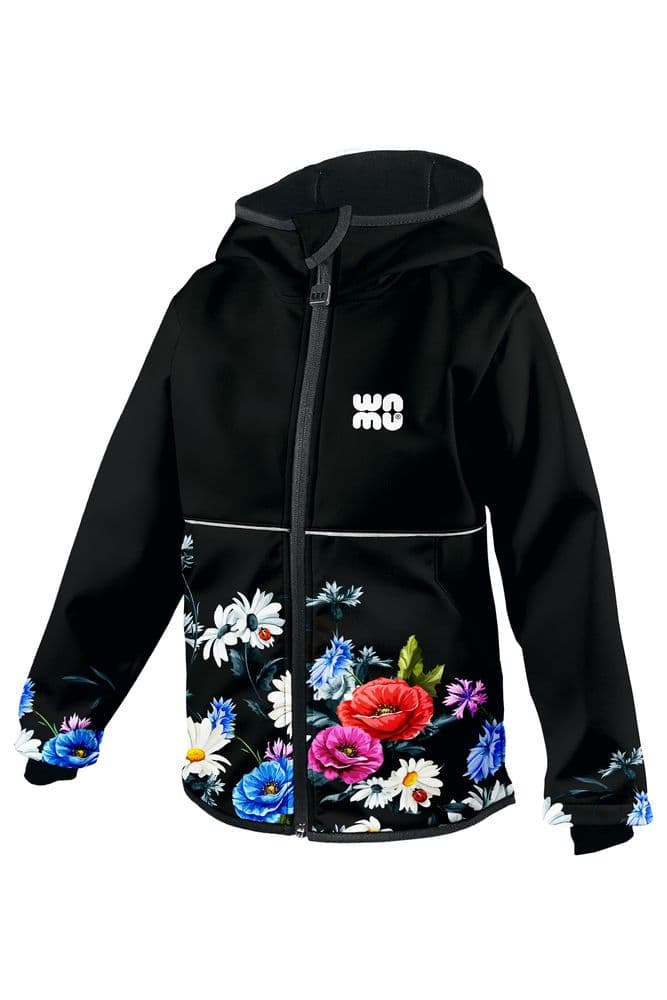 Wamu-WildFlowers-Softshelljacke-Front WAMU Softshelljacke Kinder "Wild Flowers"