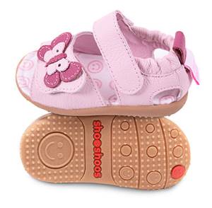 SMY30-Pink Shooshoos Ledersandalen in rosé mit Schmetterling