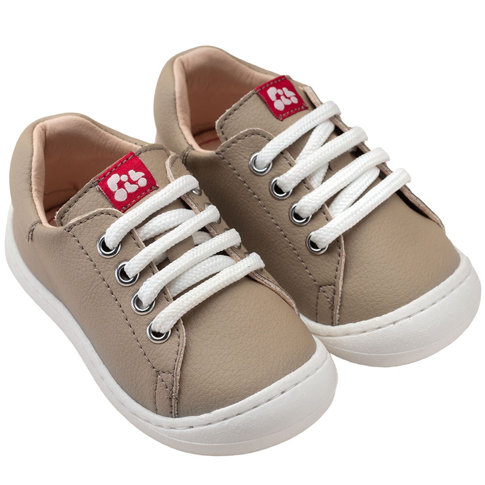 POLOLO_Mini_Sneaker_Vegan_Beige_Front-Freisteller POLOLO Kaktus Sneaker Vegan zum Schnüren in Beige