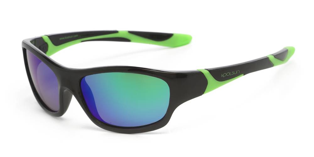 KOOLSUN Kinder Sonnenbrille SPORT mit limettengrünen REVO-Gläsern