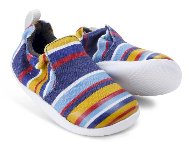 Bobux-Scamp-NavyStripe-Paar Bobux Xplorer Scamp Navy Stripe Lernlaufschuhe aus Canvas
