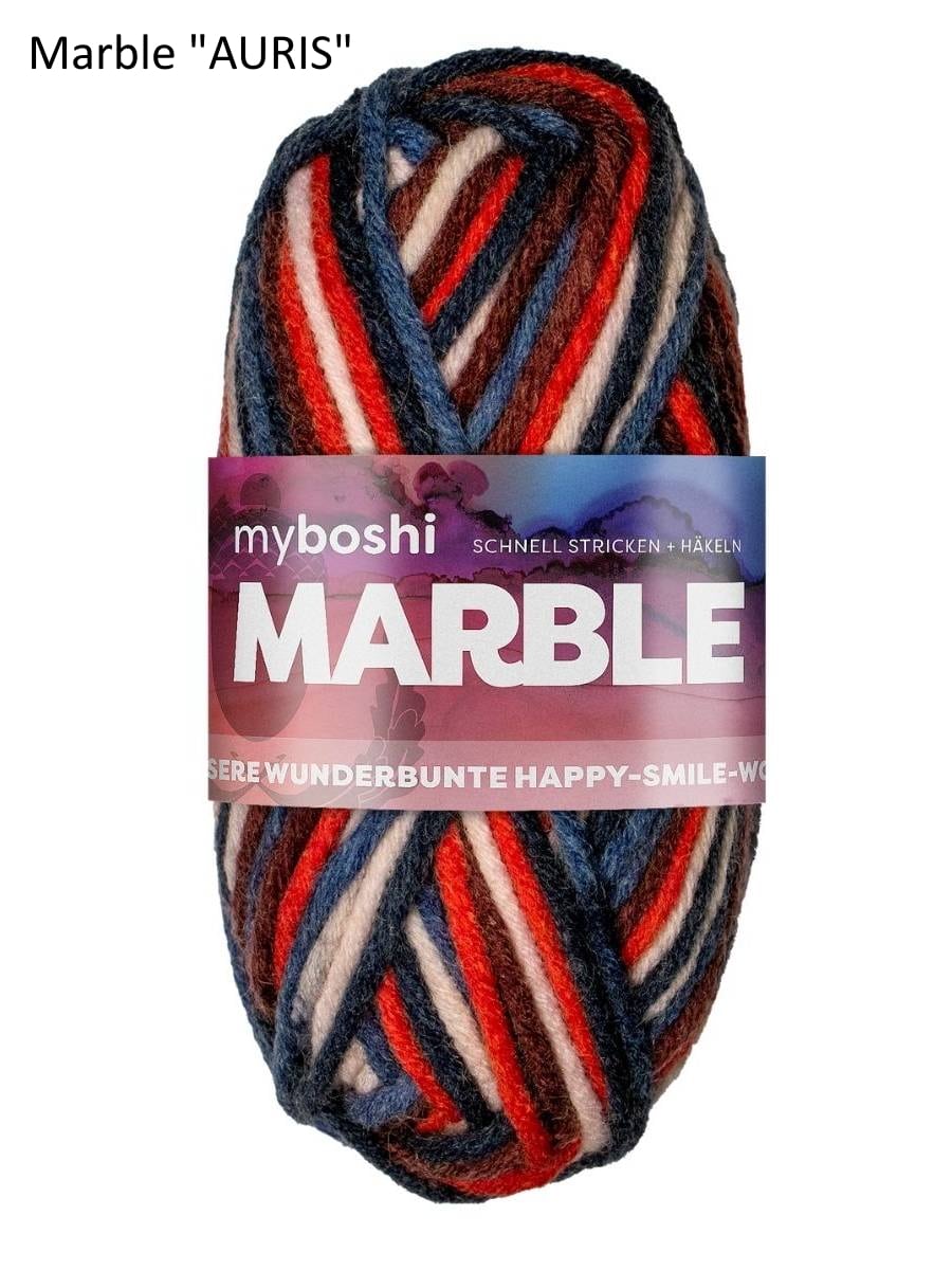 myboshi Marble "Auris" in Rot, Weiss und Blautönen