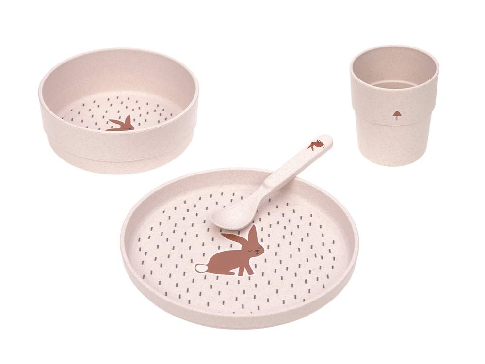 LÄSSIG Kindergeschirr Set "Rabbit" in rosé