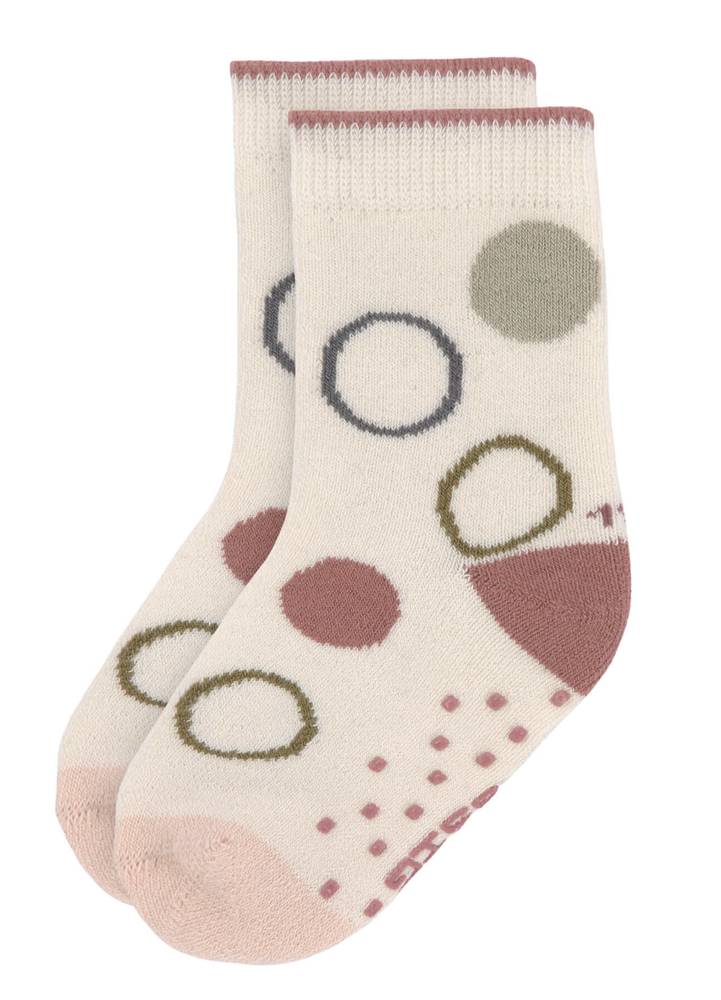 LÄSSIG Anti-Slip-Socks "Circles" in Off-White mit Kreisen