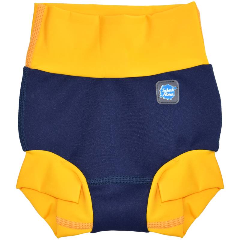 Happy Nappy Schwimmwindel Navy Body Yellow Rib von Splash About